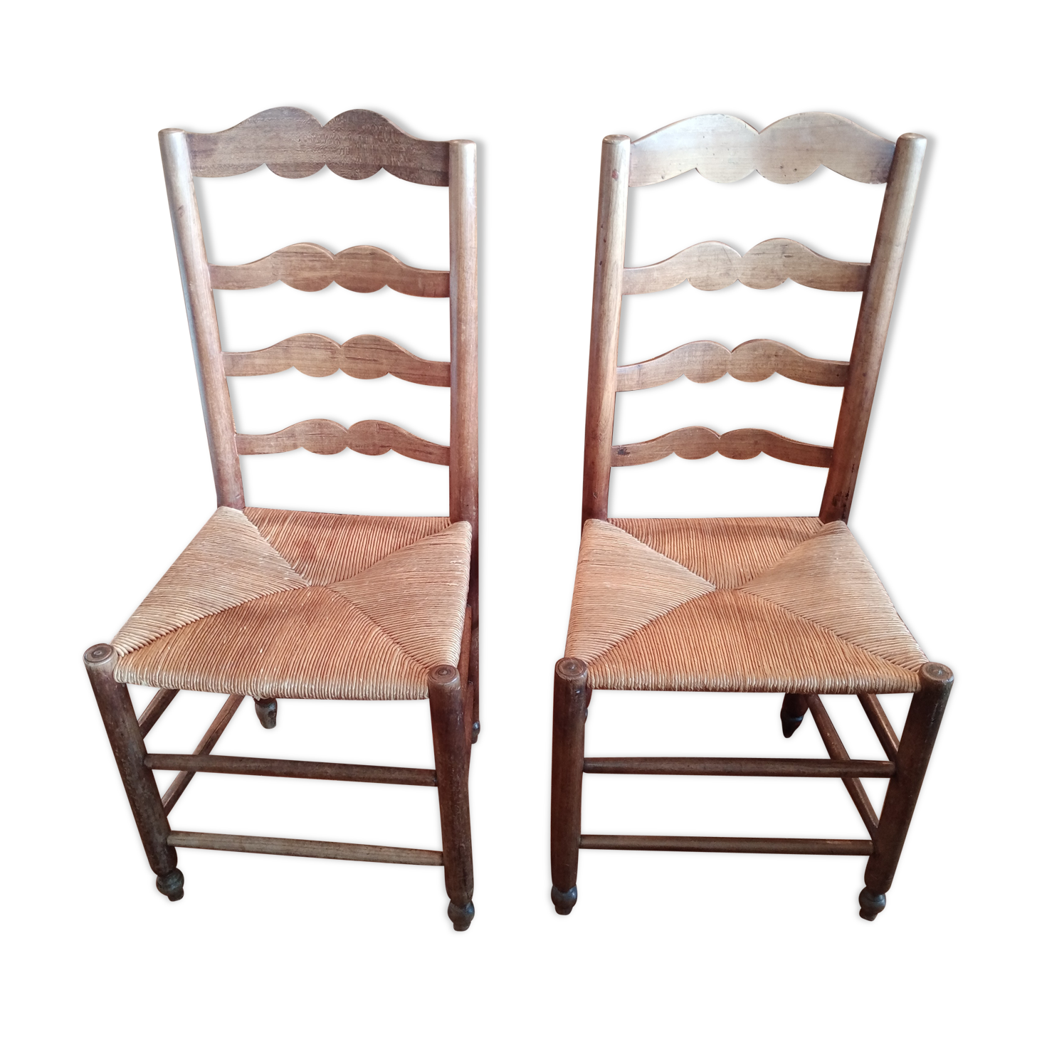 6 old straw chairs 19th