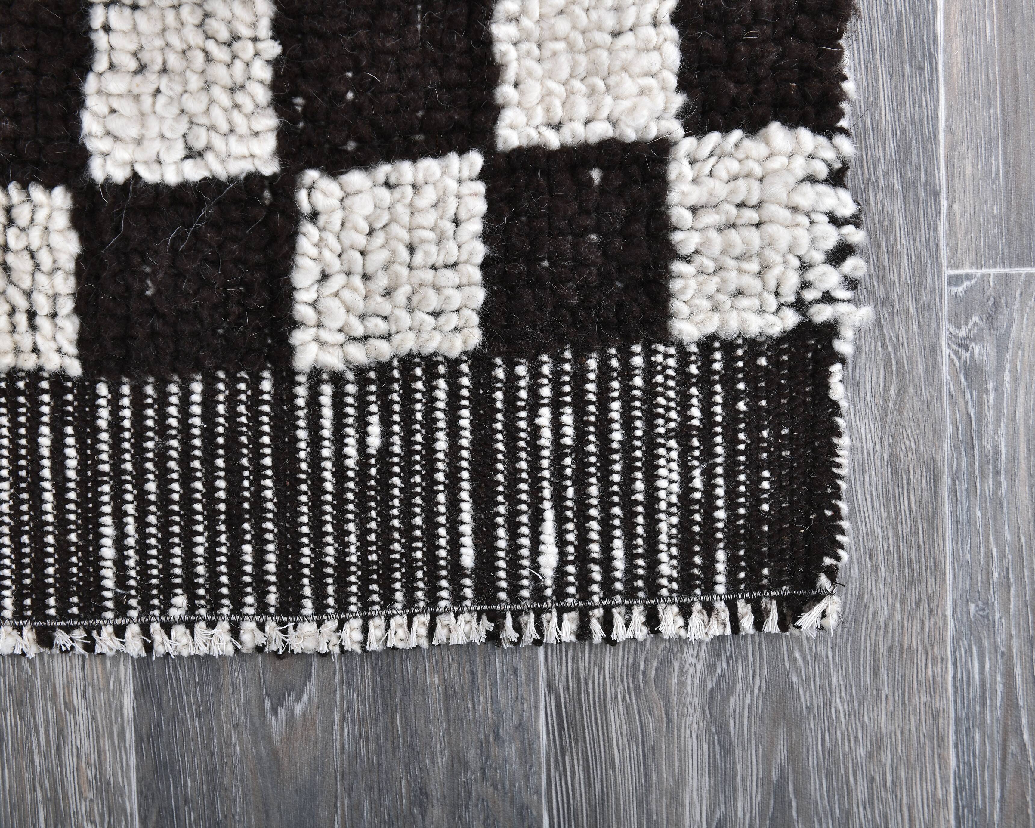 2x10 Checkered Turkish Vintage Runner Rug 69x294Cm