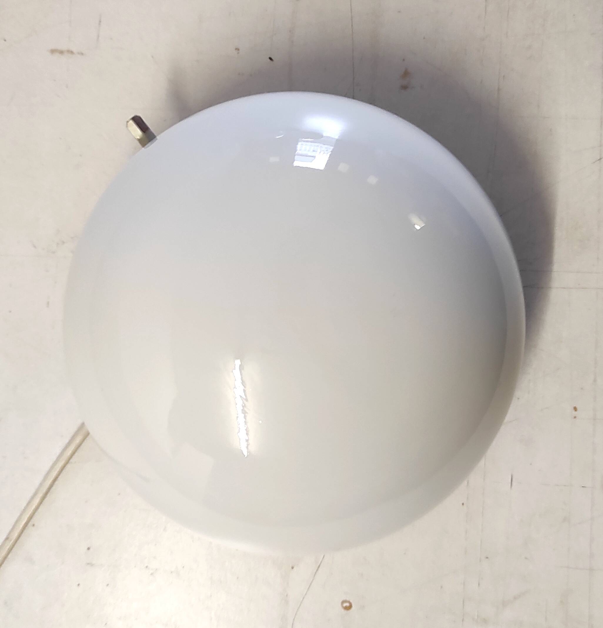 Opaline globe and black metal ceiling or wall light, diam. 20 cm - late 20th century
