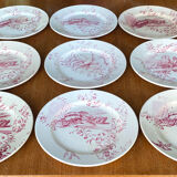 Set of 9 red earthenware plates from Terre de Fer Samaritaine - 19th century.