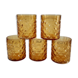 Set of 5 amber whisky glasses 70s