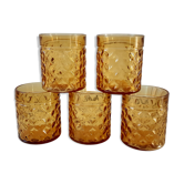 Lot de 5 verres à whisky ambrés années 70