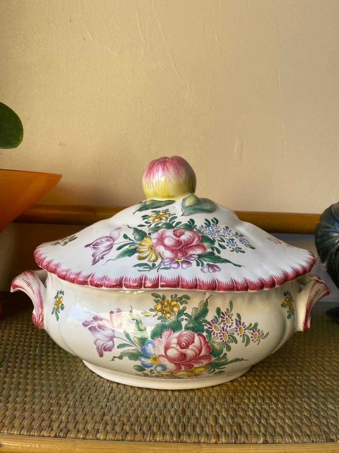 Signed earthenware vegetable dish