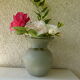 Vase glass Granita, and clear glass, white/grey Pearl, vintage 1950.