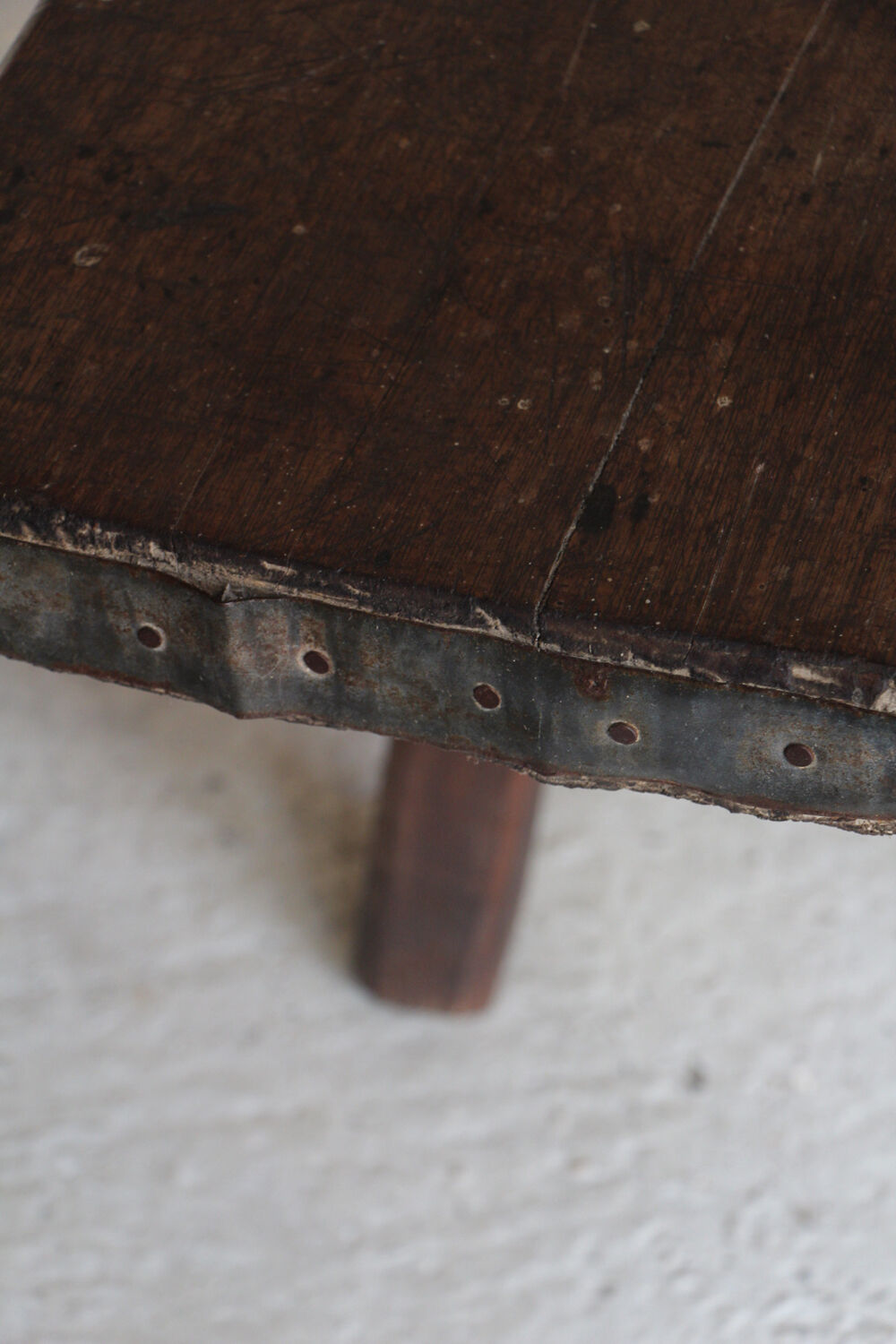 Brutalist solid oak bench / console 1950