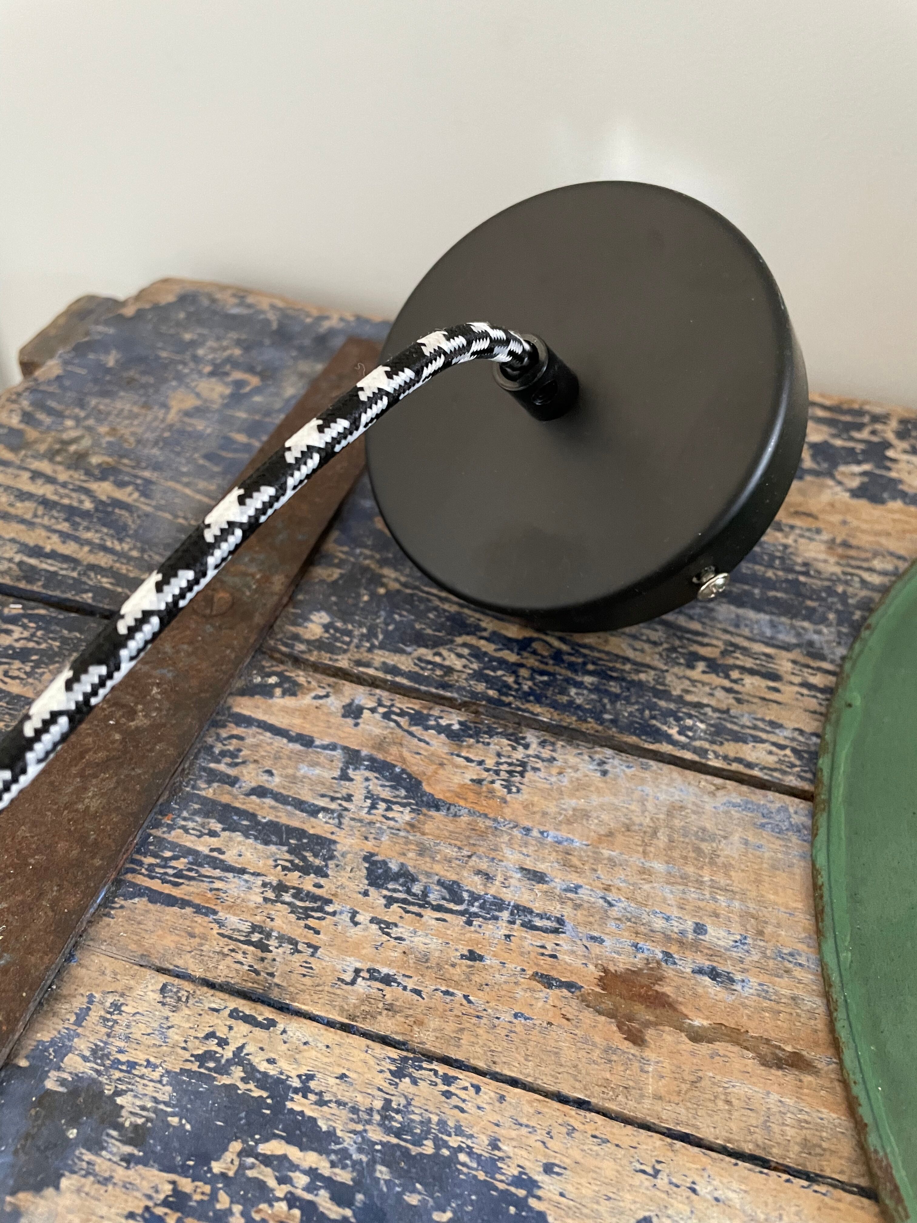 Vintage suspension in green enamelled sheet metal