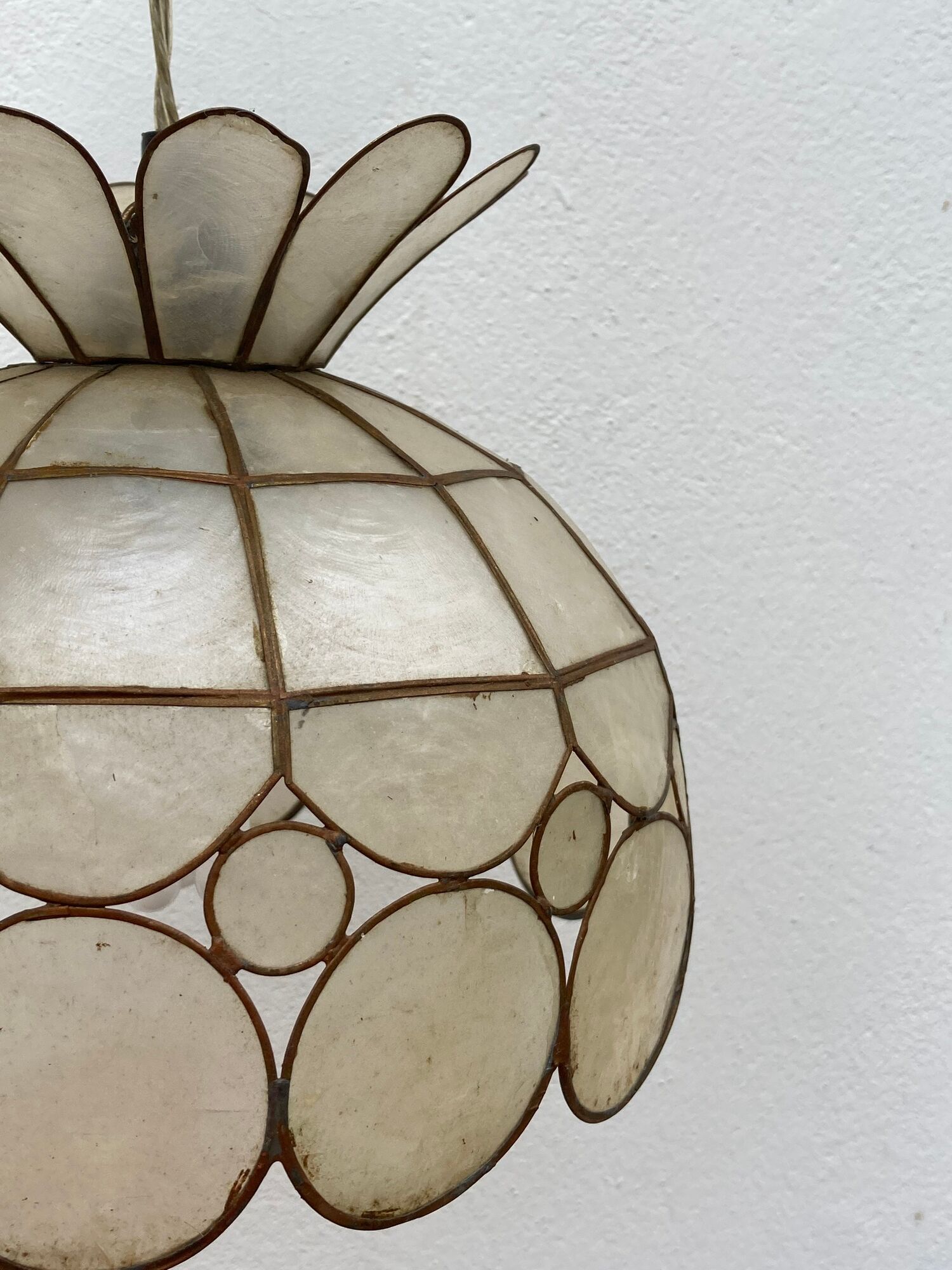 Mother-of-pearl and brass pendant lamp vintage circa 1960