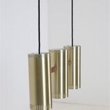 Rare lampe suspendue "Cylinder III" par Jo Hammerborg pour Fog & Mørup / années 1960 / design danois moderne du milieu du siècle / Teck / Laiton