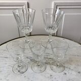 Set of 5 small crystalline glass wine glasses 50-60s