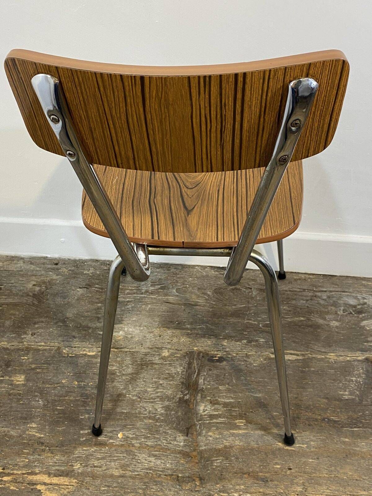 Set of 3 vintage French kitchen chairs, formica & chrome, 1960s-70s