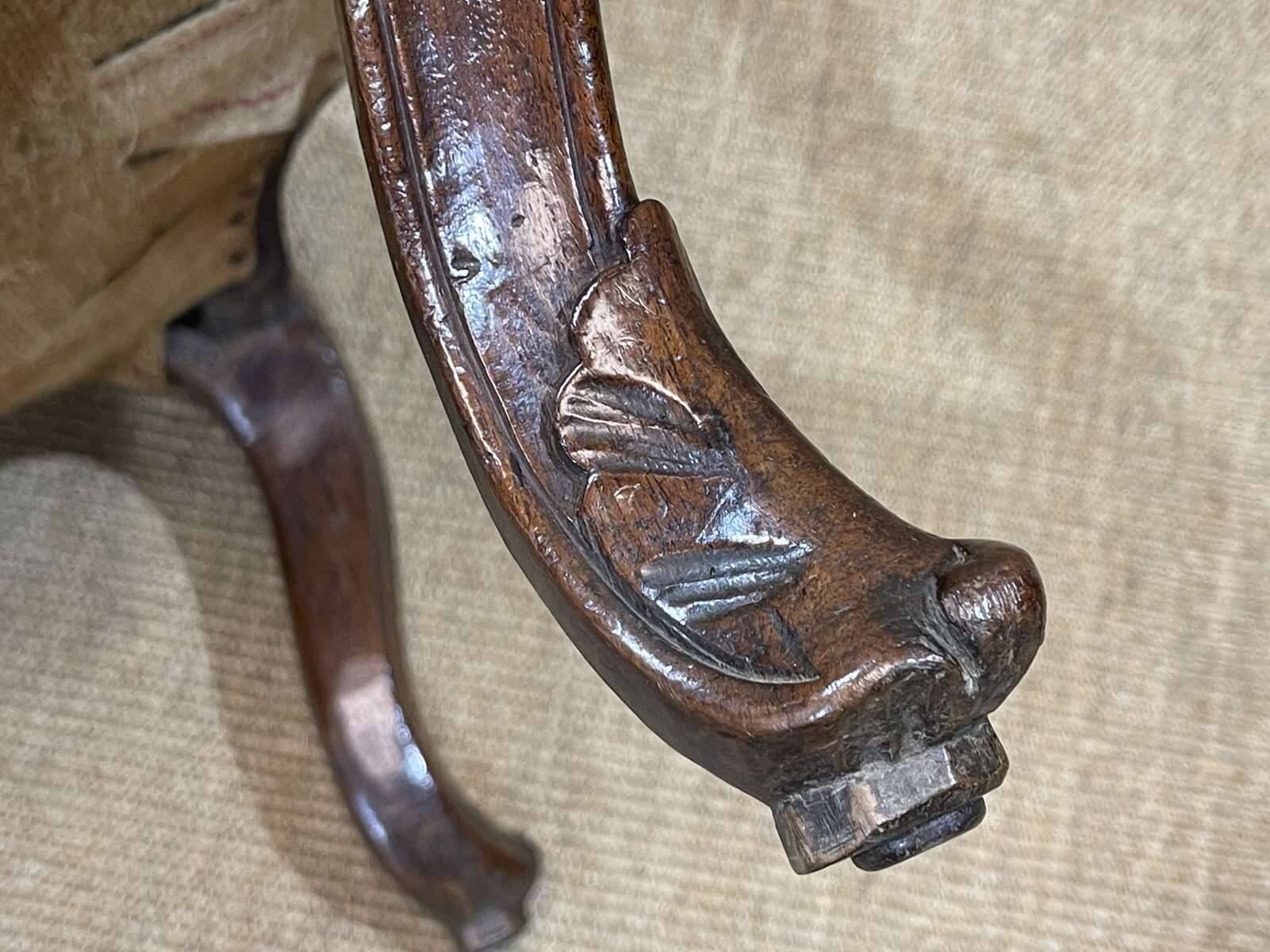 Regency period armchair in 18th century walnut to be reupholstered