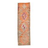 Pink & Orange Oriental Pattern Turkish Runner Rug, 90x306Cm