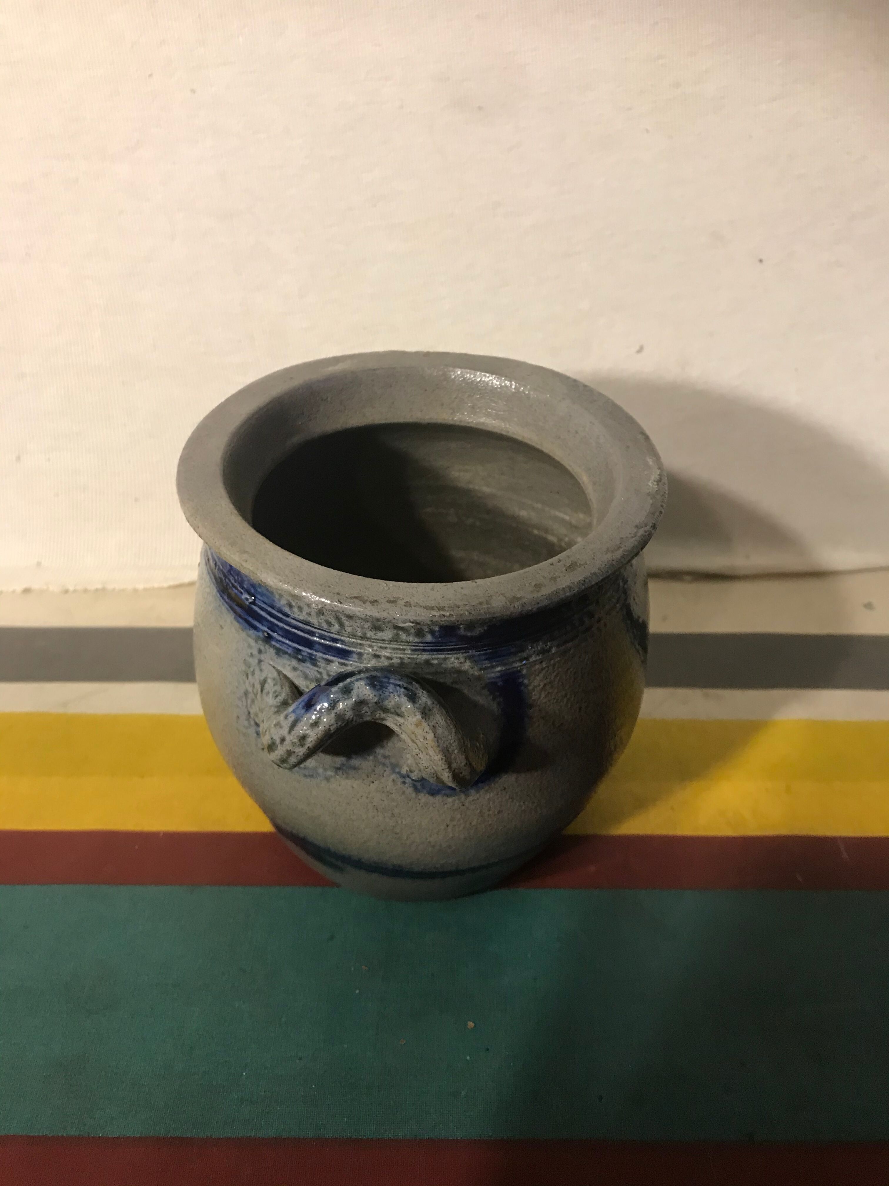 Lot 5 old blue sandstone 3 pots - carafe - vintage decoration tonneau