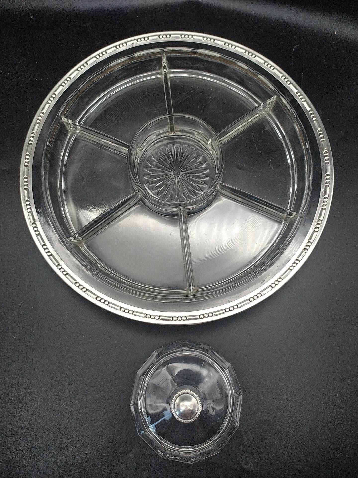Art Deco servant in glass and solid silver.