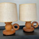 Pair of Scandinavian wooden lamps 60s-70s