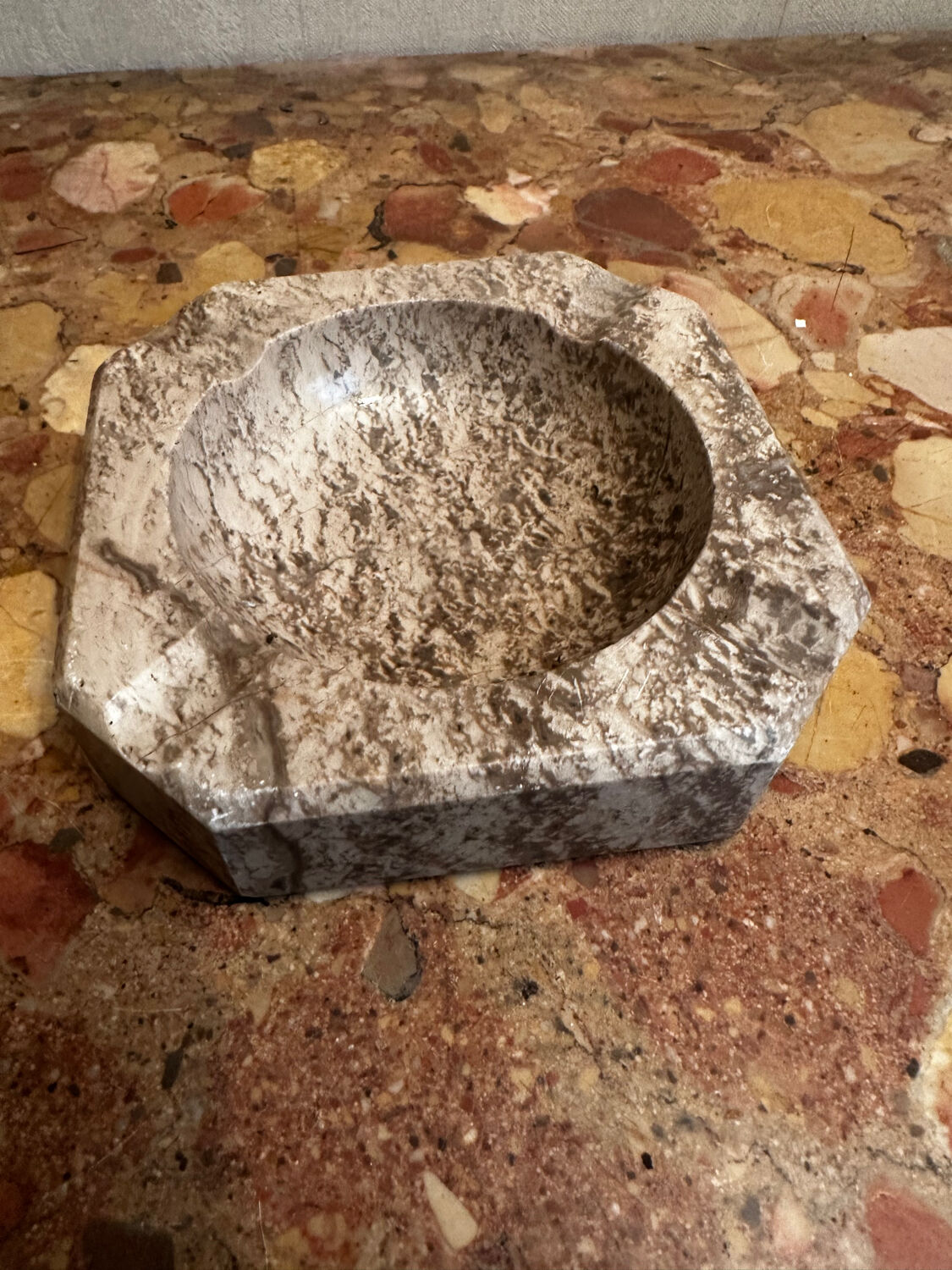 Ashtray, grey-beige marble catchall.