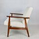 Fauteuil boucle ivoire blanc vintage, années 1970