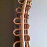 Vintage 1960s wicker rattan mirror