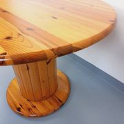 Table à manger ronde scandinave vintage en pin des années 60 70
