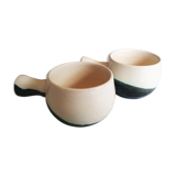 Pair of Black and White Cups in enamelled ceramic - 70s