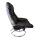swivel armchair and Mid-Century stool in black leather, Denmark, set of 2