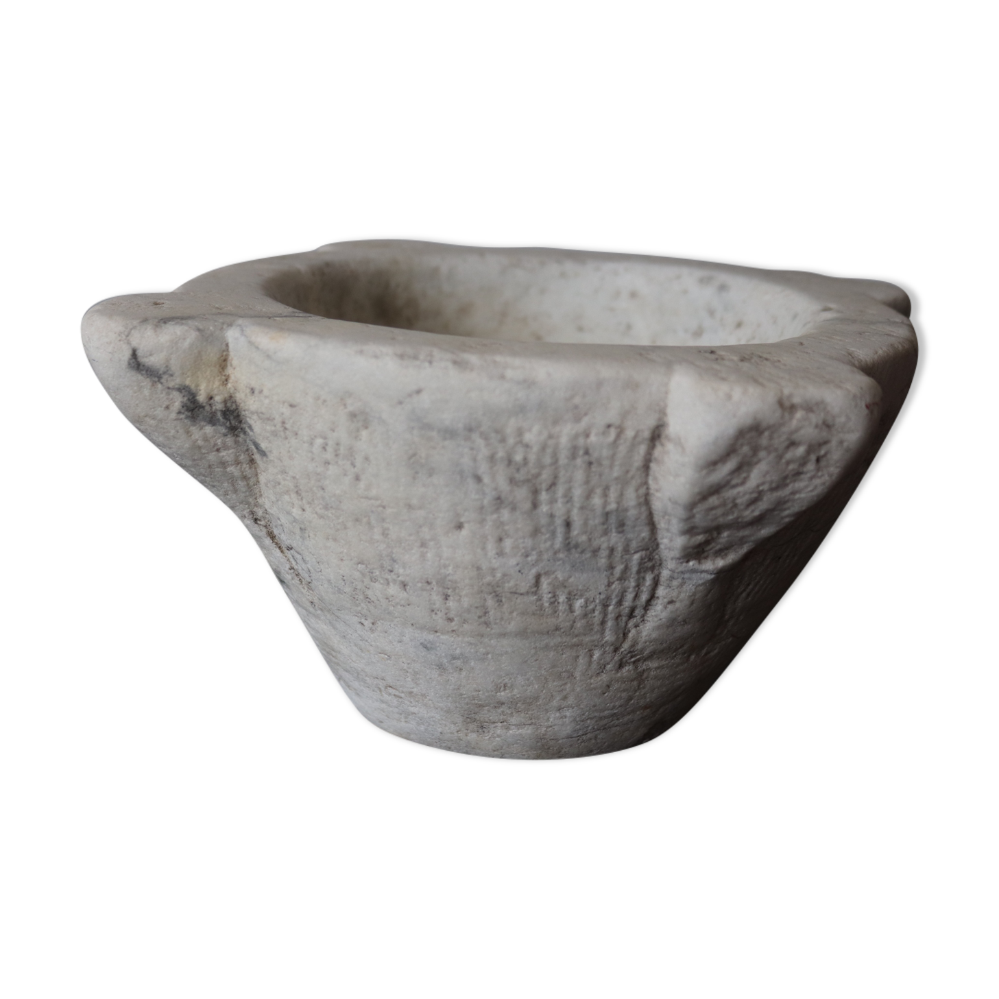Antique white marble mortar