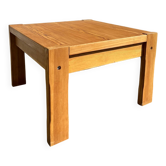 Table basse carré en bois massif (pin), années 80