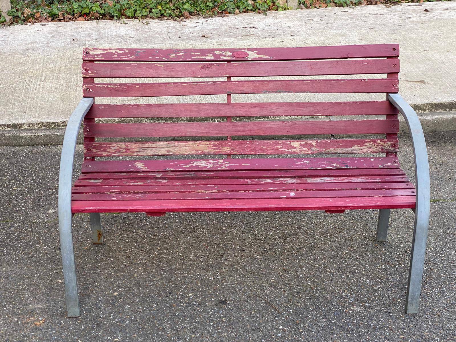 Banc de jardin 2 places en bois massif et acier Hespéride