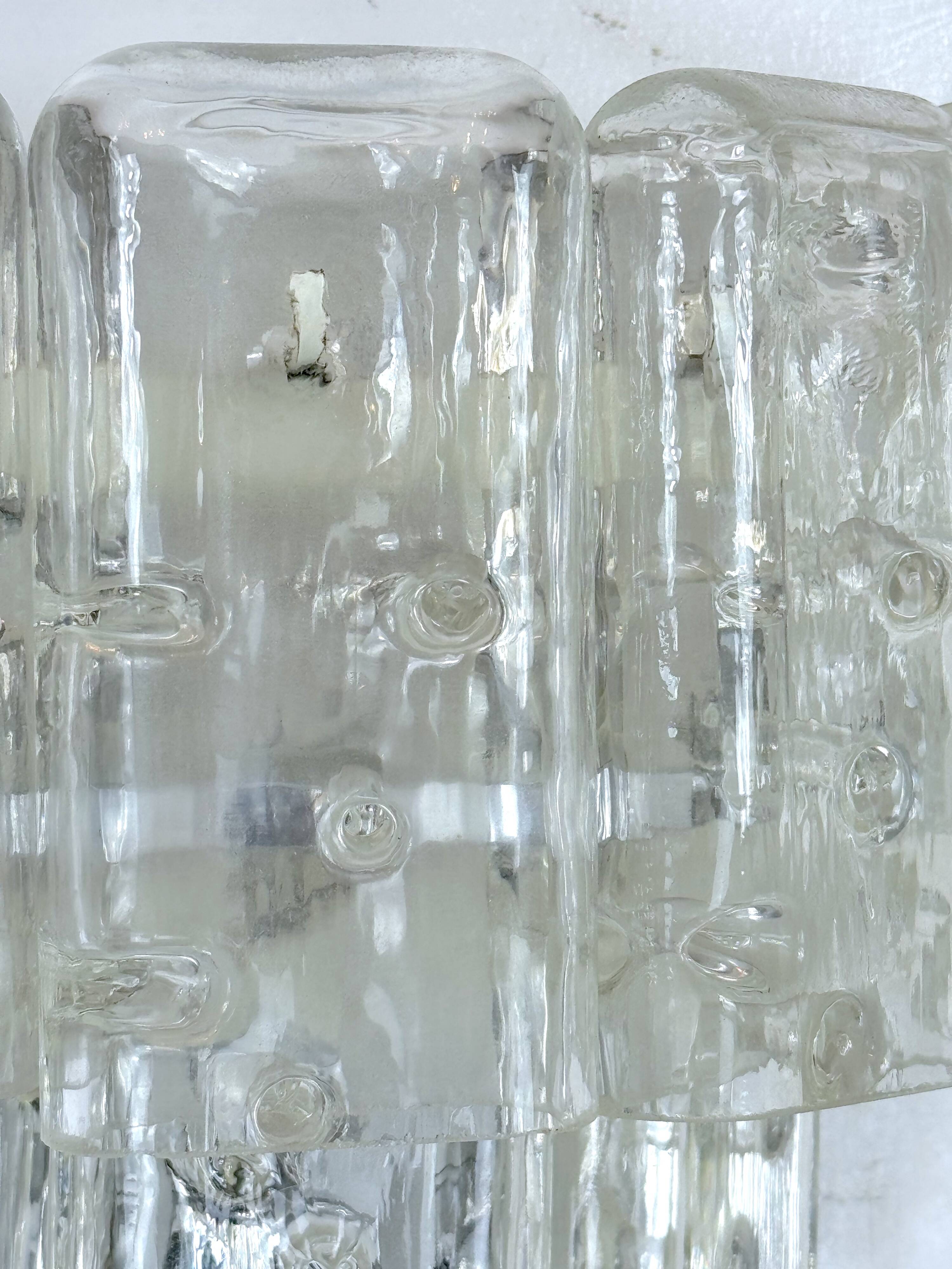 Vistosi manner, set of four clear murano glass elements sconces. Italy 1970s