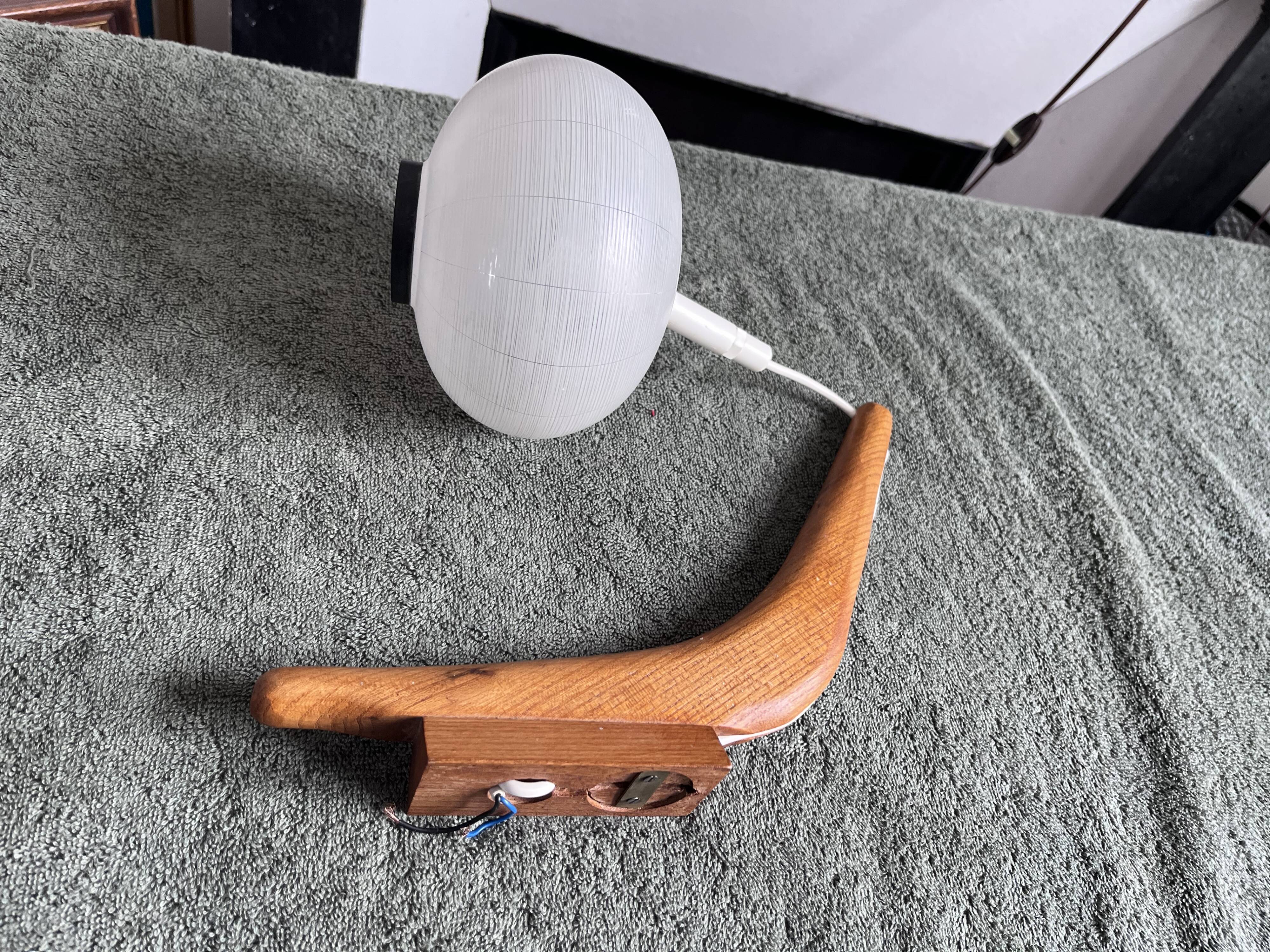 Scandinavian teak opaline wall light