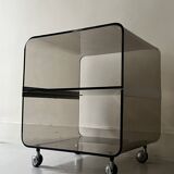 Smoked plexiglass side table by m. dumas for roche bobois, design 1970