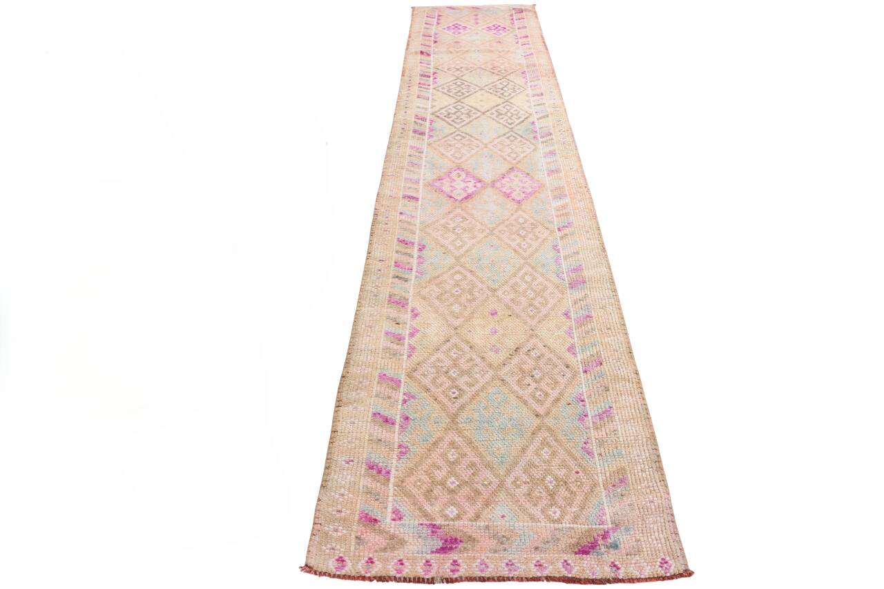 Vintage Super Soft Pink Runner Rug, 85x394Cm
