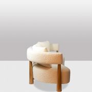 “Bean” shaped 3-seater sofa, in blond beech. Contemporary work