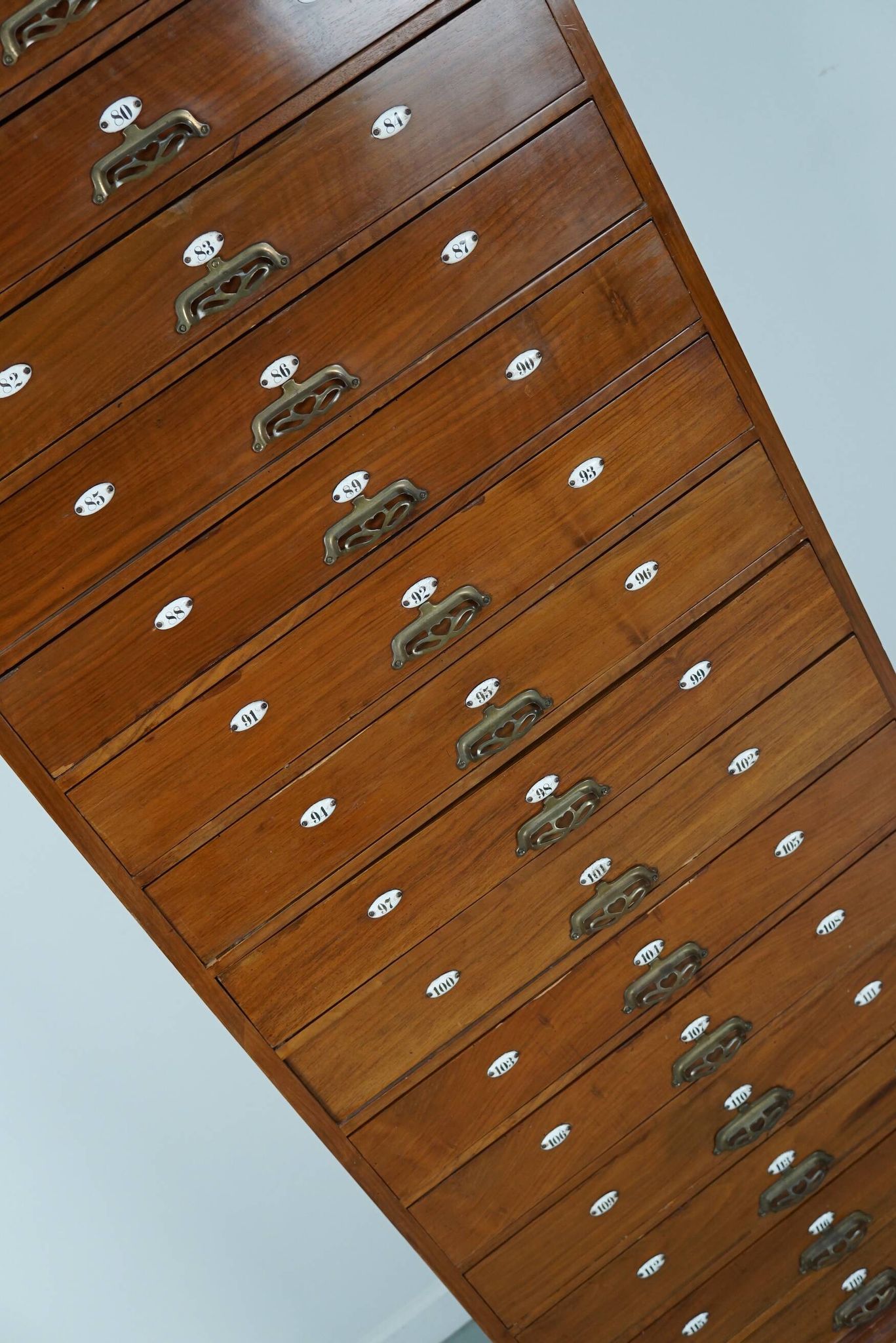 Very Tall Dutch Art Nouveau Walnut Apothecary Cabinet Barber Cabinet, 1900s