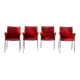 Set of 4 Zanotta armchairs in red leather