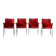 Set of 4 Zanotta armchairs in red leather