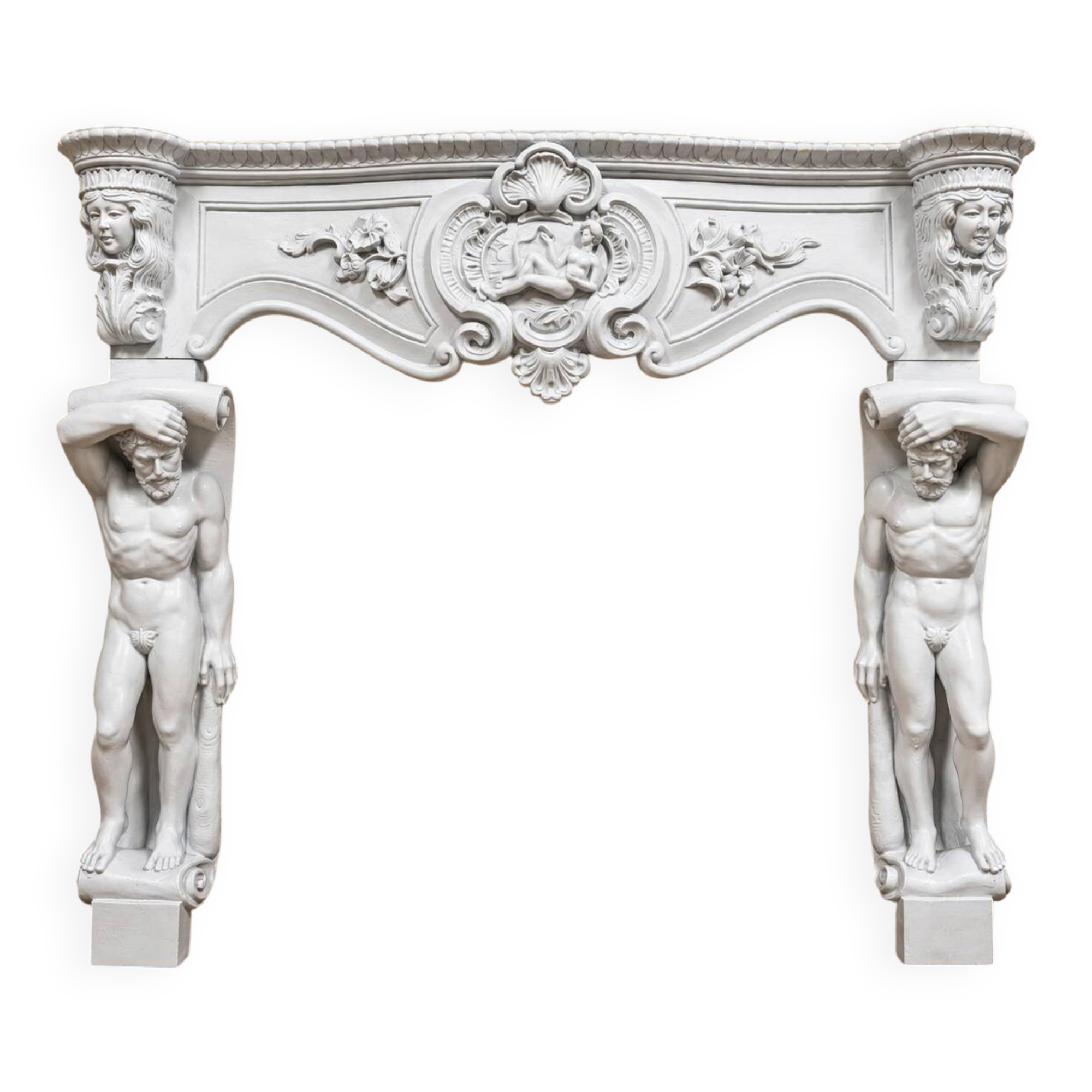 From the Torrione: Important chimney surround – Atlantes and female figures.