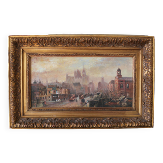 Early 20th century oil painting representing the city of London