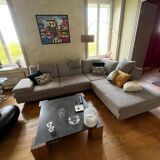 Nicoletti corner sofa in gray Alcantara