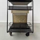 Perforated metal serving trolley style Mathieu Matégot