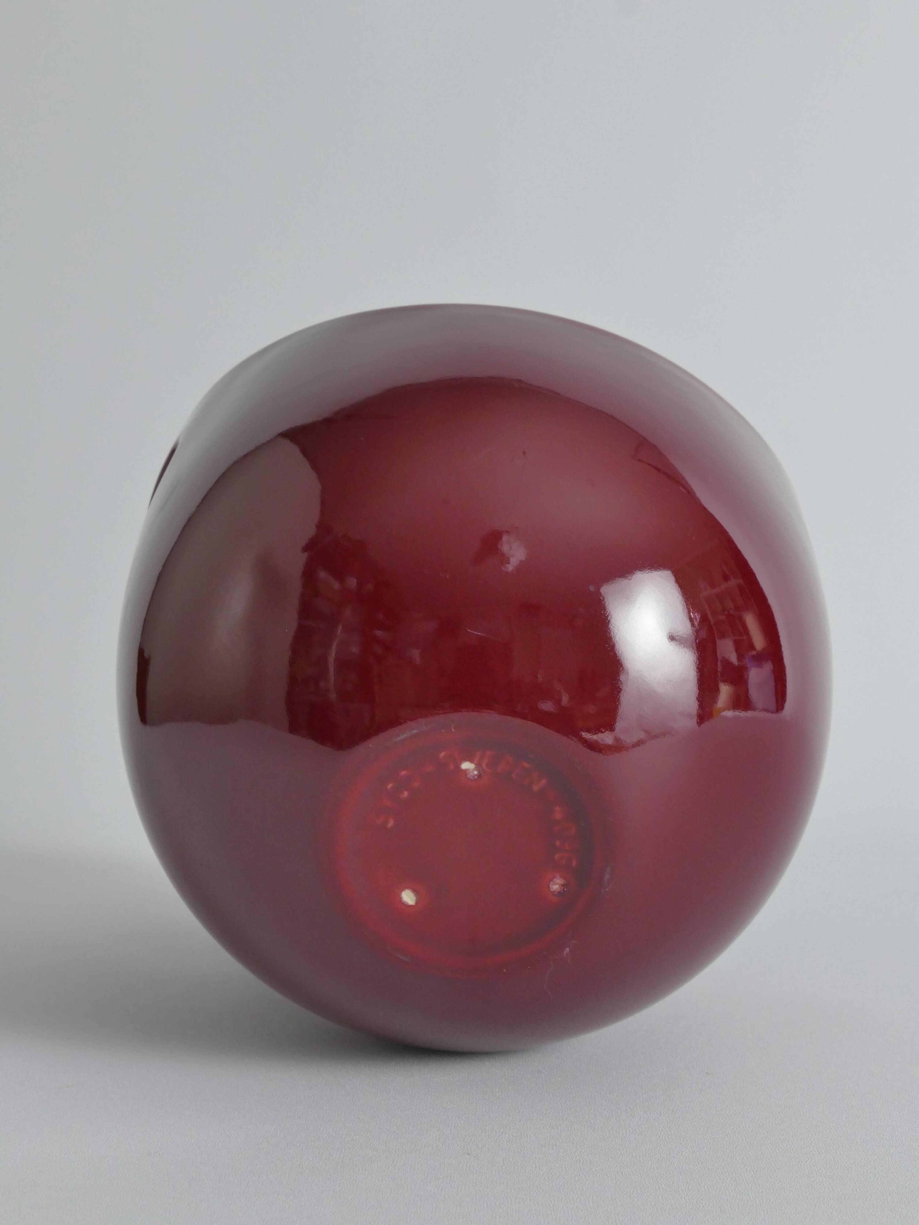 Scandinavian Modern Merlot Red Stoneware Bowl by SYCO, Sweden, 1950s