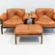 Ensemble de fauteuils MP-13 de Percival Lafer en cuir cognac