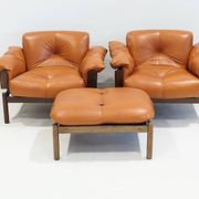 MP-13 armchair set by Percival Lafer in cognac leather.