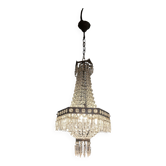 Hexagonal hot air balloon chandelier, glass pendilles, first half of the XX th