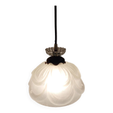 Frosted glass flower suspension, art deco