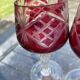 Set of 6 cut crystal wine glasses lined with ruby red (Style Ro)