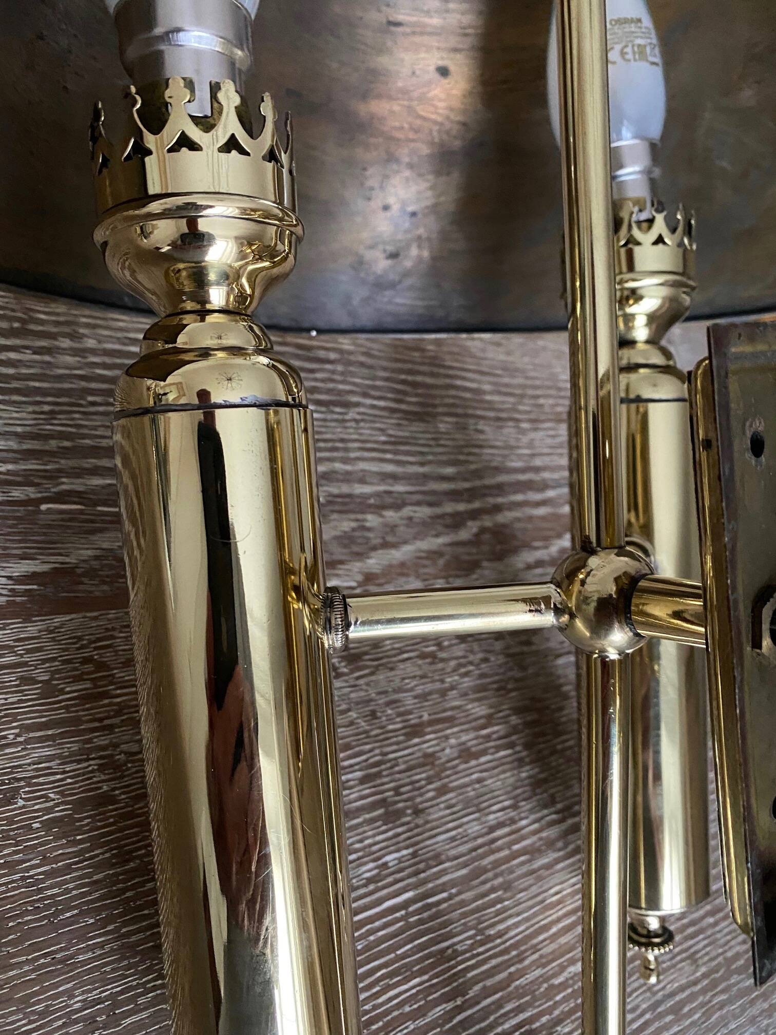 Pair of brass wall lights, 1950.