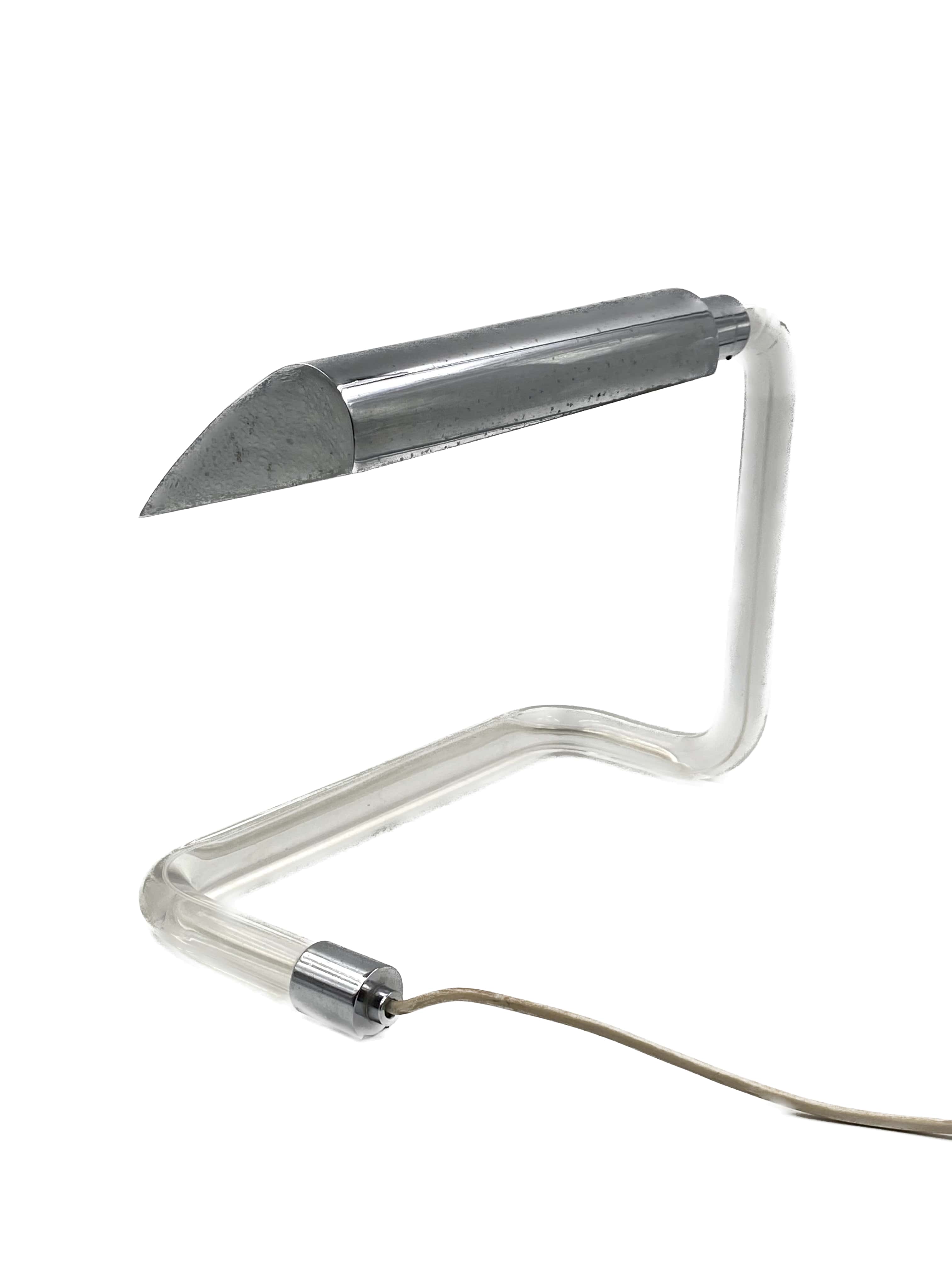 Peter hamburger, crylicord modernist crylicord desk lamp, knoll international, 1960s