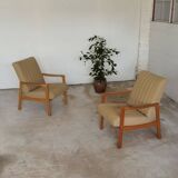 Pair of cream living room armchairs Jitona Sobeslav 1960