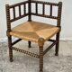 Art Deco turned wood straw corner armchair